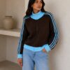 STREEP VEST BRUIN - BLAUW - Afbeelding 4